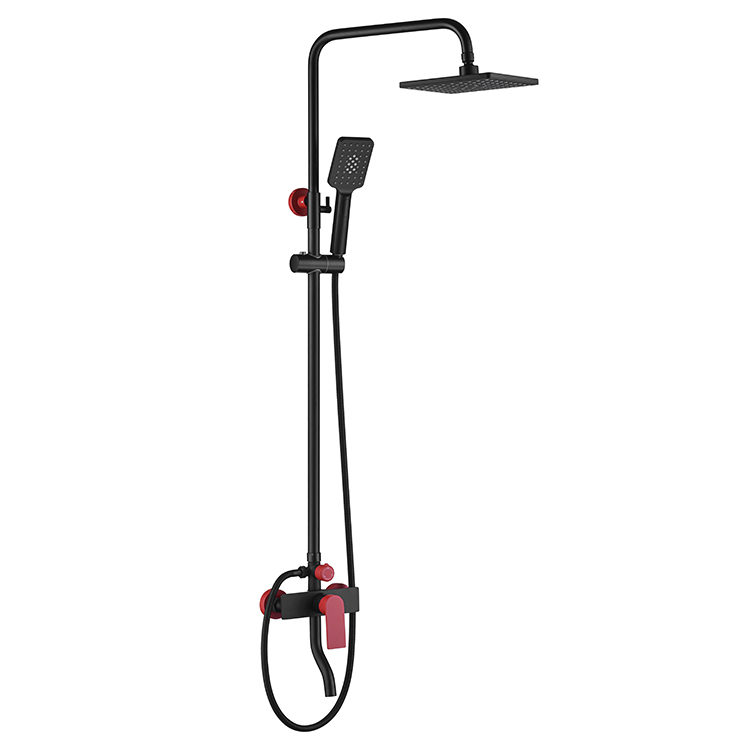 Sanipro Black Red Brass Shower Faucet Set